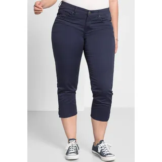 7/8-Hose SHEEGO, Damen, Gr. 48, Normalgrößen, blau (marine), 97% Baumwolle, 3% Elasthan, unifarben, Hosen 7/8-Hose