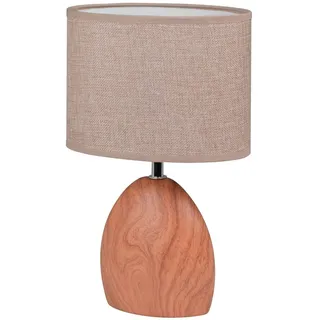 Honsel Tischleuchte Hill Braun Rustikal Keramik Stoff Tischlampe LED geeignet