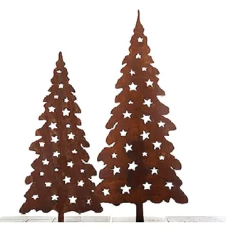 Saremo 1x Weihnachtsbaum "Jul" auf Stab 80cm Gartenstecker Rost Deko Edel Edelrost