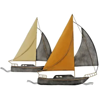 Kaufhaus le petit Wanddekoobjekt Wanddeko Schiff Segelboot Segel Boot Wandbild Deko Skulptur Figur, Maritim Segelschiff Dekofigur Dekoskulptur Dekoobjekt aus Metall