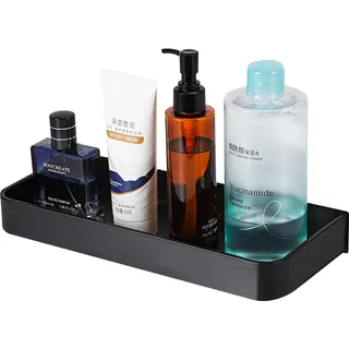 YuanbaoTt Duschablage Ohne Bohren Schwarz, Duschregal Ohne Bohren, Badregal Wandregal Ohne Bohren, Aluminium Dusche Shampoo Halterung für Dusche Halterung, Küche Schlafzimmer Badezimmerregale