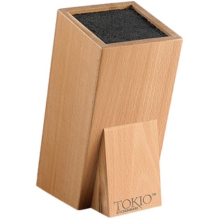 TokioKitchenWare Messerhalter: Universal-Messerblock aus Holz mit Borsteneinsatz (Messerblock Borsteneinsatz Ersatz, Universal ohne Messer, Kunststoffborsten)
