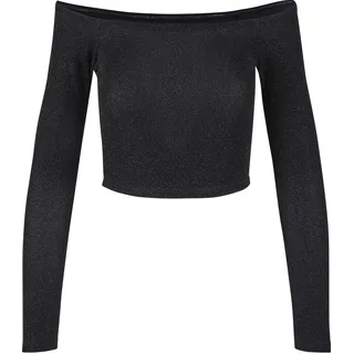 URBAN CLASSICS Off Shoulder Glitter Longsleeve Schwarz L