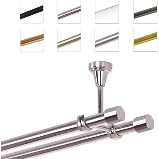 MDEKOR Vorhangstange 2-läufig Ø 19 mm 140 cm Silber