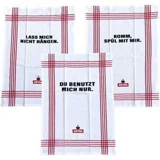 ASTRA Geschirrtücher 3er Set, Küchentücher als Geschenkidee für Männer & Frauen, Küchenhelfer mit witzigen Sprüchen für St. Pauli Fans aus 100% Baumwolle, 70 x 50 cm