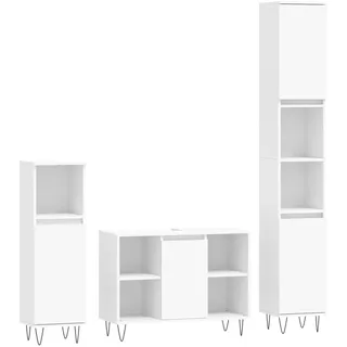 vidaXL 3-tlg. Badmöbel-Set Weiß Holzwerkstoff Modell 34