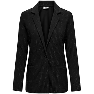 JACQUELINE de YONG JDY Damen Jacke Blazer JDYMary Lurex Sakko mit Glitzer-Nadelstreifen 15333728 Black Silver Pinstripe L - L