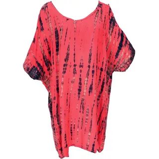 Guru-Shop Midikleid Schulterfreies Batikkleid, Cold Shoulder.. Festival, Ethno Style, Hippie, alternative Bekleidung rot