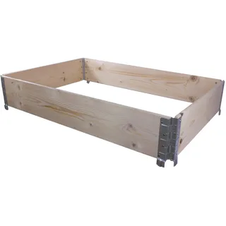 BigDean Hochbeet Paletten Rahmen faltbar 120 x 80 x 19,5 cm LxBxH Gartenbeet Frühbeet Kräutergarten Blumenbeet Pflanzengarten Komposter Natur Naturbelassen Kammergetrocknet Aufsatzrahmen Stecksystem