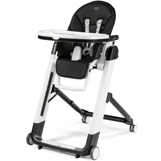 Peg Perego Siesta Follow Me - Licorice - Design-Hochstuhl mit Baby-Liegefunktion und Stop&Go-System mit Memory-Funktion, Lederimitat-Bezug, schwarz