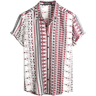 VATPAVE Herren Sommer Tropische Hemden Kurzarm Aloha Hawaii Hemden Mittel Weiß