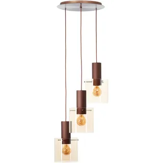 Dieter Knoll Hängeleuchte Alesund, Braun, Bernstein, Metall, Glas, länglich,länglich, 200 cm, RoHS, Reach, CE, beliebig kürzbar, Lampen & Leuchten, Innenbeleuchtung, Leuchten nach Räumen, Esstischlampen