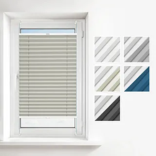 Estika Thermoplissee ohne Bohren – 80 x 200 cm – Cremefarbe - Verdunkelnd und Thermo – Klemmfix Plissee für Fenster mit Montagezubehör