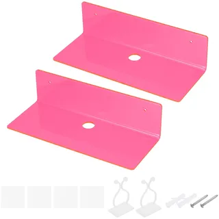 QUARKZMAN 2 Stk Wandregal Rosa Schweberegal Acryl 23cm Schwebendes Bücherregal Wandmontage Display Regal Organizer für Badezimmer Schlafzimmer Wohnzimmer Zimmerdekoration