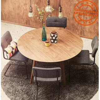 Kadima Design Esstisch Rund Walnuss Furnier | 120 cm Durchmesser | Warme Holzoptik | Zeitloses Design | Braun