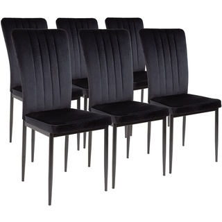 Albatros Esszimmerstühle mit Samt-Bezug 6er Set MODENA, Schwarz - Stilvolles Vintage Design, Eleganter Polsterstuhl am Esstisch - Küchenstuhl oder Stuhl Esszimmer mit hoher Belastbarkeit