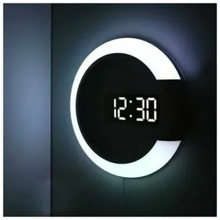 Led-wanduhr, Kreative Fernbedienung, Digitaluhr, Hohlspiegel, Temperaturalarm, 7 Wechselnde Farben, Nachtlicht Für Zuhause Und Büro, 3131 Cm