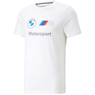 PUMA Herren T-Shirt - BMW Motorsport ESS Logo Tee, Baumwolle, Rundhals, Logo, kurz, einfarbig Weiß L