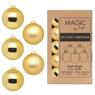 INGE-GLAS 30 Weihnachtskugeln 6cm Glas Christbaumkugeln Weihnachtsbaumkugeln Inkagold