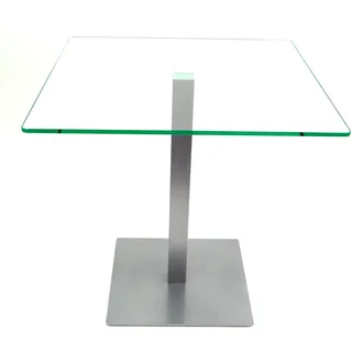 freeroom24 Designer Beistelltisch Glas Silber 50x50x70cm - Wohnzimmertisch modern - stabiler Couchtisch - praktischer Coffee Table eckig - kleiner Kaffeetisch - Glastisch - Sofatisch - Made in Germany