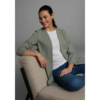 Longblazer LAURA SCOTT, Damen, Gr. 34, mint, eco, Jersey, Obermaterial: 97% Polyester, 3% Elasthan, feminin, figurbetont, tiefer V-Ausschnitt, 3/4-Ärmel, Blazer, mit Reißverschlüssen