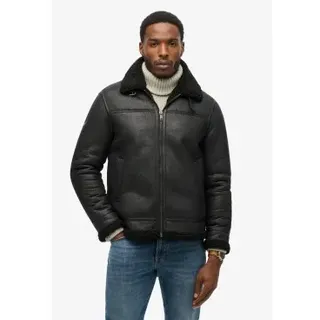 Superdry für Herren. M5012141A Faux Shearling Aviator Jacke schwarz (XL), Lässig, Polyester