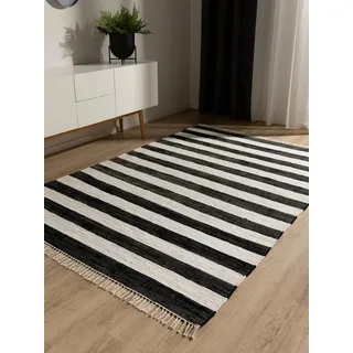 benuta basic Tom Kurzflorteppich 80 x 150 cm Schwarz/Weiß