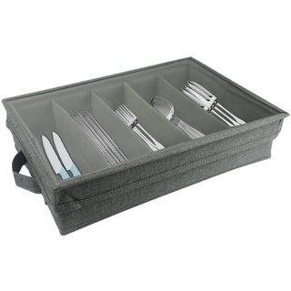 PETUFUN Küchenschubladen-Organizer, Zusammenklappbare Besteckbox mit 4 Fächern, Utensilien-Organizer, Besteckbehälter zum Organisieren von Besteck, Besteck, Messern
