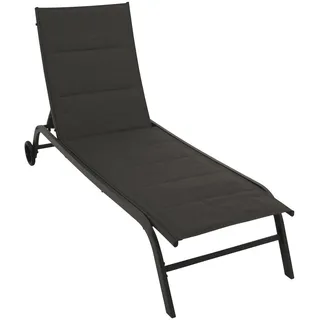 Gartenliege mit Rollen Stahl Grau Sonnenliege Strandliege Relaxliege Rollenliege