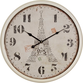 Myflair Möbel & Accessoires Wanduhr "Paris" (XXL, rund, Ø 51 cm, Motiv Eifelturm, dekorativ in Küche & Wohnzimmer) weiß