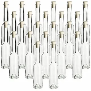 gouveo Trinkflasche Glasflaschen 200 ml Sinfonie mit Korken - Kleine Flasche 0,2 l, 24er Set, Spitzkorken