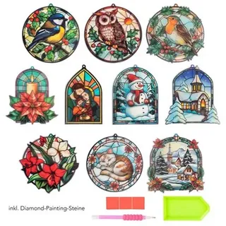 KARIN JITTENMEIER Diamond Painting-Set Fensterbilder Xmas Tiffany Style 25tlg.