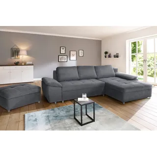 Ecksofa SIT & MORE "Labene L-Form", grau (dunkelgrau), B:270cm H:82cm T:90cm, Struktur fein (95% Polyester, 5% Polyamid), Luxus-Microfaser ALTARA NUBUCK (100% Polyester), Kunstleder SOFTLUX / Struktur (100% Polyester), Struktur (100% Polyester), Flachgewebe (95% Polyester, 5% Polyamid), Sofas, wahlweise mit Bettfunktion und Bettkasten, auch als XXL-Variante