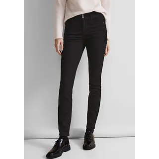 Skinny-fit-Jeans STREET ONE "QR York" Gr. 32, Länge 28, schwarz (deep black) Damen Jeans Röhrenjeans mit Push-up Effekt