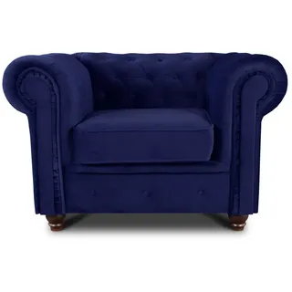 Sofnet Ohrensessel Asti 1, Chesterfield Sessel, Sofagarnitur, Glamour Couch blau