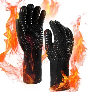 Ankway Grillhandschuhe hitzebeständig Grillhandschuh 800°C Feuerfeste Handschuhe, Ofenhandschuhe Topfhandschuhe, Backhandschuhe für Küche & Grill BBQ
