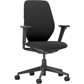Vitra - ACX Soft Bürostuhl, Grid Knit nero / Quilted Knit nero, mit Sitztiefenverstellung, höhnenverstellbare Armlehnen (Rollen für Hartböden)