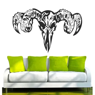 Indigos UG - Wandtattoo Wohnzimmer - Wandaufkleber Magie - Skull - Totenkopf mit Hörnern - 40x 25 cm schwarz w956 - Aufkleber Kinderzimmer Schlafzimmer Küche Badezimmer Büro Dekoration