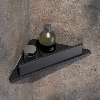Keuco AVENO Eckduschablage mit Duschabzieher, zum Kleben/Schrauben, schwarz matt