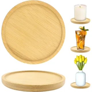 Kerzenteller für Taufkerzen Kerzenuntersetzer Rund 2 Stücke Kerzenteller Untersetzer Holz für Kerzen Kerzenständer für Hochzeit Haus Festliche Dekoration Ø 9 cm(Innendurchmesser bis D 8 cm)