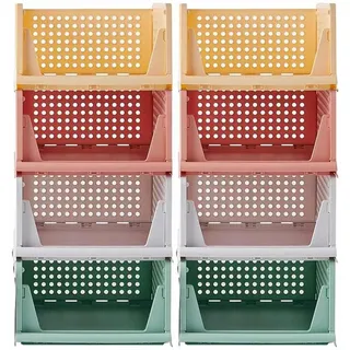 RMAN 8er Set Kleiderschrank Organizer Stapelbar Multifunktionale Schrank Organizer Faltbaren Schubladenbox Plastik Aufbewahrungsbox Ordnungssystem Trennwand Regal für Schlafzimmer, Küchen, Bad, Büro