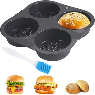 Burger Brötchenblech Mit Antihaftbeschichtung, Perforierte Backform Für 4 Burger