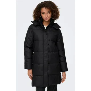 Steppmantel ONLY "ONLAGNES COATED PUFFER COAT OTW", Damen, Gr. XL, schwarz, Steppware, Obermaterial: 100% Polyester, unifarben, ca. Mitte Oberschenkel, Mäntel Steppmantel