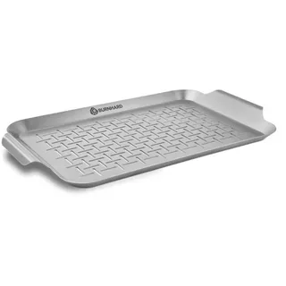 BURNHARD® Grillschale Edelstahl Grillschale groß 42,5 x 25 x 2 cm silberfarben