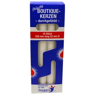 Jaspers Kerzen Tafelkerze Boutique-Tafelkerzen weiß 16er Pack durchgefärbt weiß