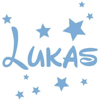 timalo® Wandtattoo mit Namen für Kinder – inkl. Sterne – personalisierbar für Jungen und Mädchen | 73077b-lichtblau-58cm-30sterne