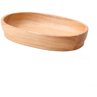 Ovale Servierschale aus natürlichem Kautschukholz, handgefertigtes Holztablett in Bootsform für Salate, Obst, Snacks, Sushi, elegantes Küchengeschirr für Partyessen (E)