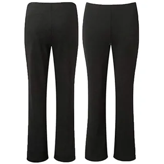 Ideal Online Damen Bootleg Hose, Bootcut Stretch, fein gerippt, 2 Stück Gr. 52 DE Regulär 74 cm, Schwarz - 52 DE Regulär 74 cm