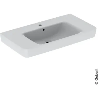 Geberit Renova Plan Waschtisch mit Ablagefläche, 90cm, Hahnloch mittig, Überlauf, weiß