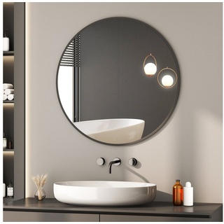 Boromal Wandspiegel Spiegel Rund 60 cm Schwarz Metall Rahmen Wand Flurspiegel Badspiegel, für Badezimmer Waschtisch Wohnzimmer Schlafzimmer Esszimmer Eingänge schwarz